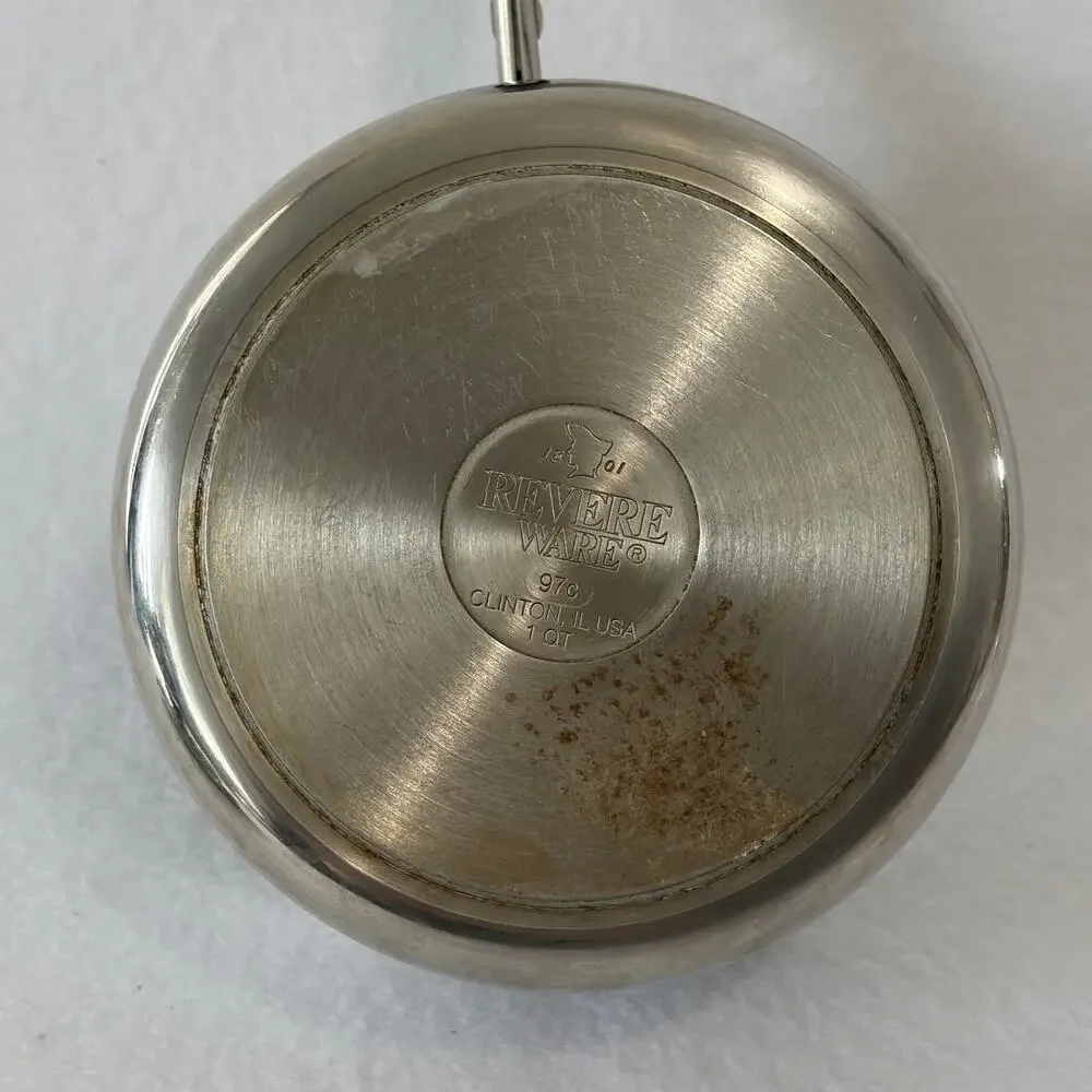 Revere Ware 1 QT Saucepan Pot & Lid Clinton 97C Aluminum Disc Bottom Stainless